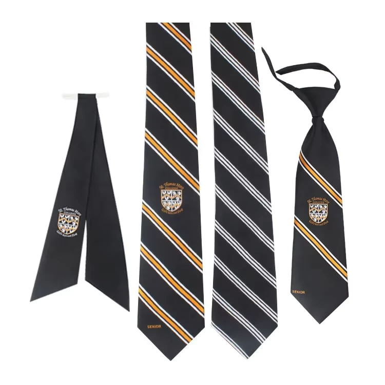 Custom-Necktie-Manufacturer-Customized-100-Polyester-Logo-Tie-Children-School-Uniform-Black-Ties