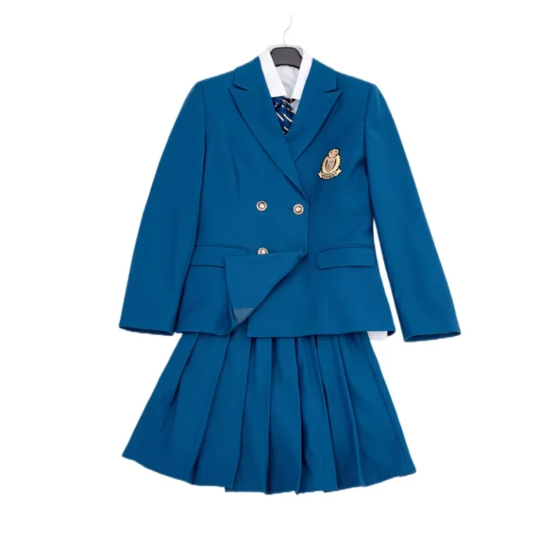 Custom-OEM-Embroidered-Logo-Matte-Polyester-Blazer-Skirt-65-Polyester-35-School-Uniforms-for-Primary-High-Girls