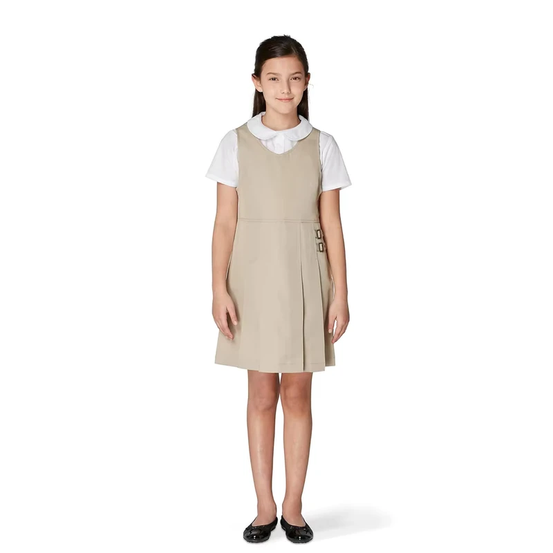 Custom-OEM-ODM-School-Uniform-Pinafores-Shirt-Set-Dresses-School-Jumper-Short-Sleeve-Shirts-Uniform-Set-for-Girls-Student