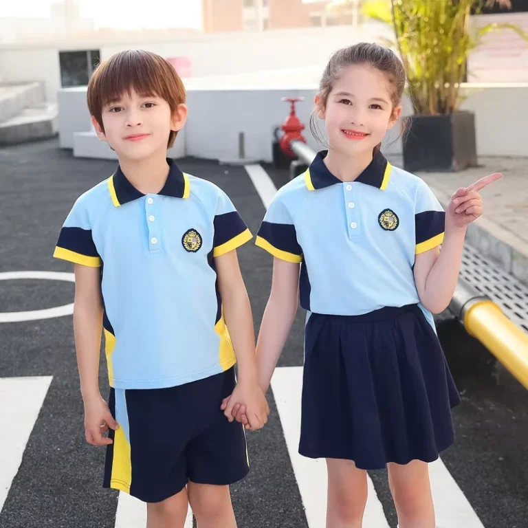 Custom-Patterns-Cotton-School-Uniform-Nursery-School-Kids-Boys-Girls-Blue-Polo-t-Shirts