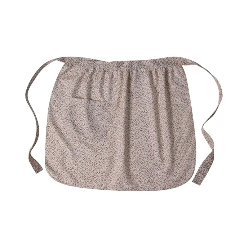 Custom-Polyester-Cream-Calico-Waist-Half-Apron-with-Pocket-for-Girls-and-Teens-for-Pioneer-Peasant-Costume