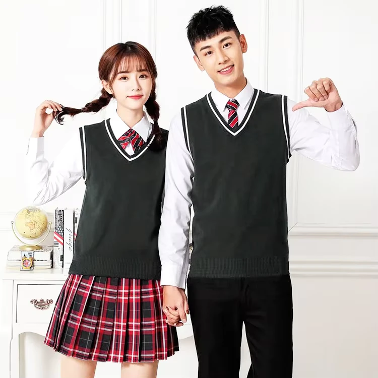 Custom-Preppy-Style-V-neck-Wool-Knitted-Vest-Unisex-School-Uniform-for-Middle-and-High-School-Students-Class-Outfit