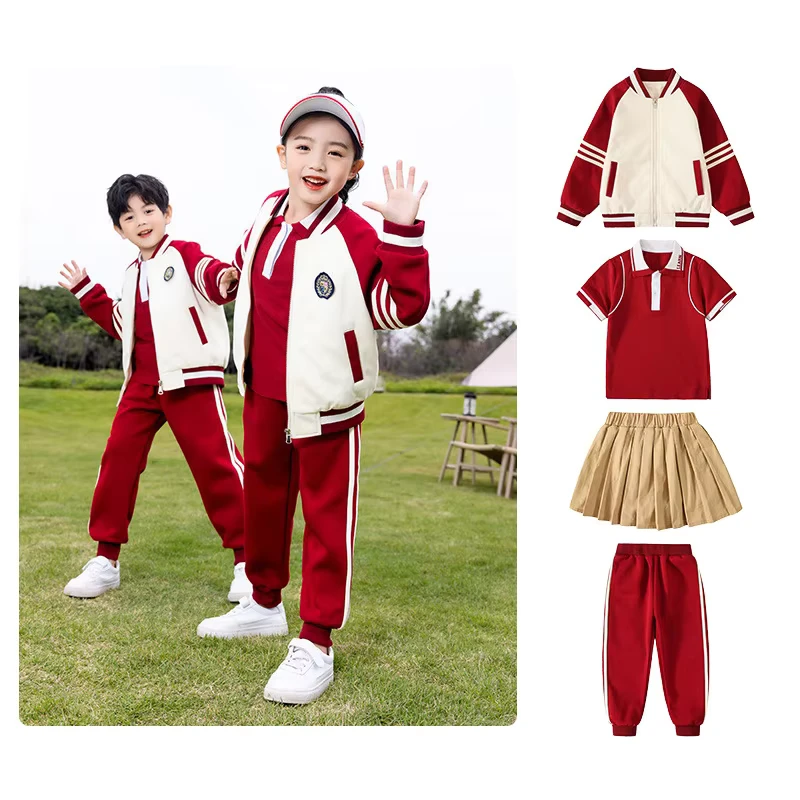 Custom-Red-Jacket-School-Uniform-Sportswear-Spring-and-Autumn-Clothes-Kindergarten-Uniforms-for-Primary-School