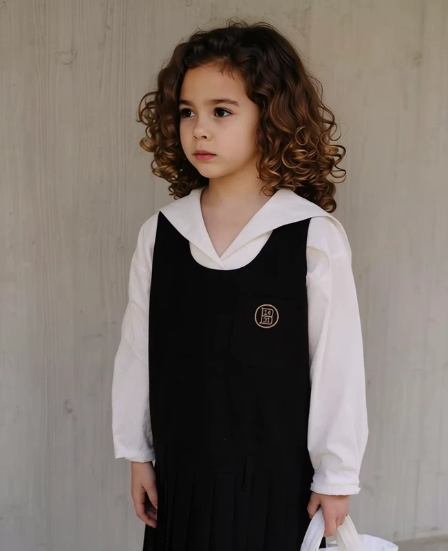 Custom-School-Uniform-100-Cotton-padded-Warm-Coat-College-Style-Childrens-Girls-Cute-Vest-Dress-Set