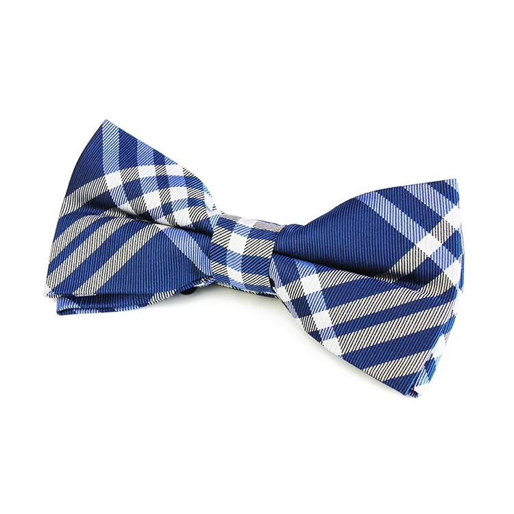 Custom-School-Uniform-Plaid-Cotton-Bow-Ties-Blue