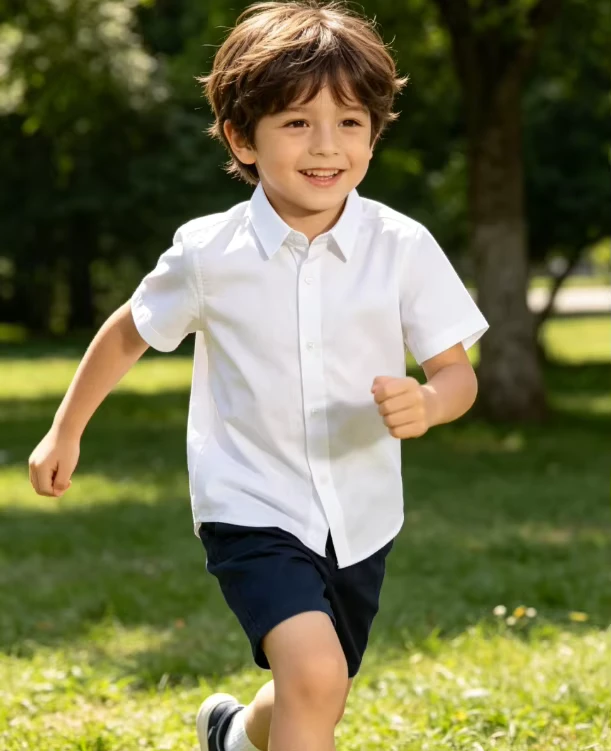 Custom-School-Uniform-Short-Sleeve-Shirts-OEM-Multiple-Colors-7-Day-Sample-in-Stock-Kids-Clothing-Factory-Foshan