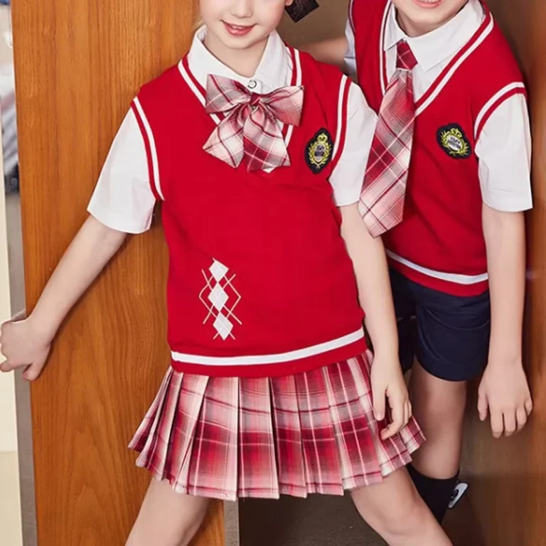 Custom-School-Uniforms-Factory-Price-Cotton-Knitted-Children-Kids-Student-Primary-Red-School-Uniforms-Cardigan-Sweater