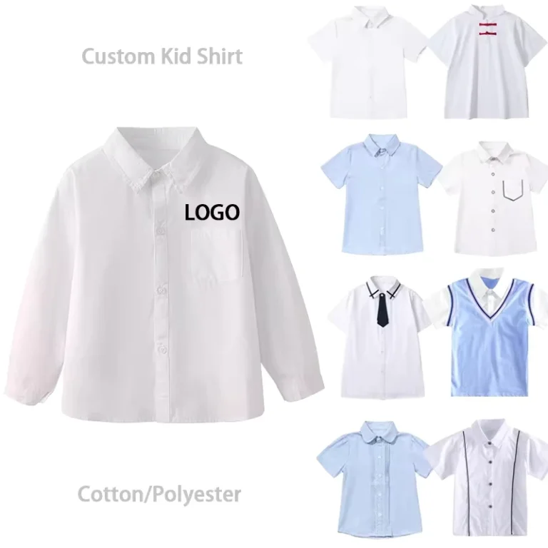 Custom-School-Uniforms-Kids-White-Shirts-Summer-Cotton-for-Boys