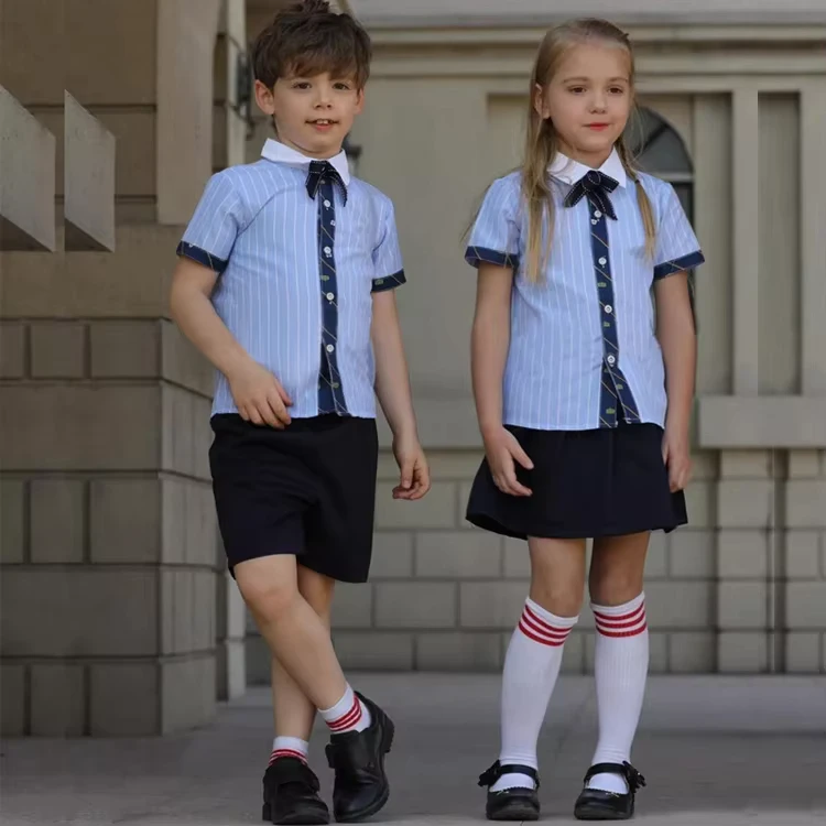 Custom-School-Uniforms-Summer-Sport-Shirt-Uniform-Black-and-White-with-Short-Sleeve