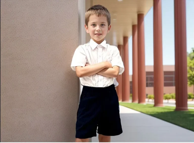 Custom-School-Wear-Bottoms-Plain-Front-Blend-Navy-Blue-Shorts-School-Uniform