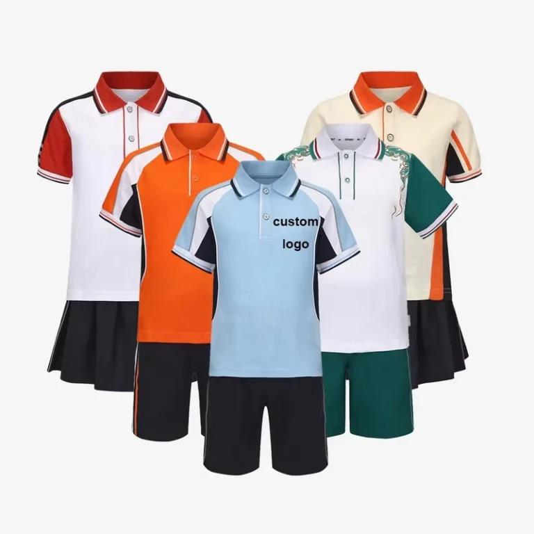 Custom-Sport-Uniform-Sets-School-Kids-High-Polo-Shirts-Pants-Track-Suits-Boys-Girls-Primary-Age-Group