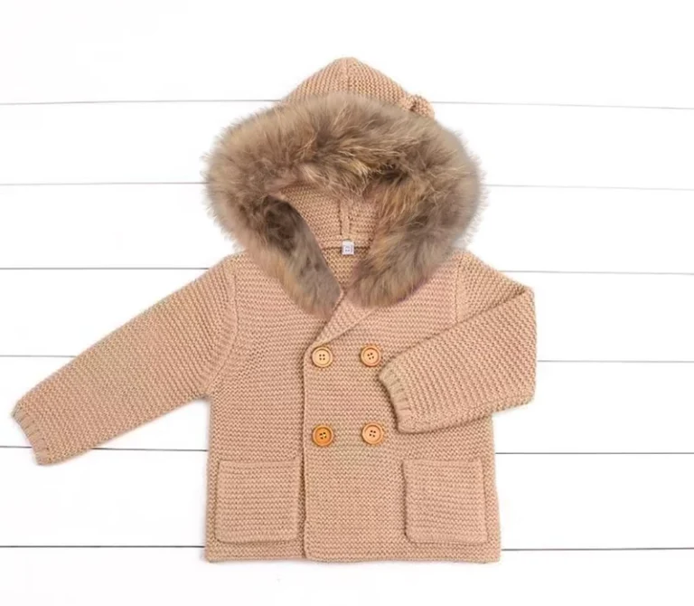 Custom-Spring-Boys-Girls-Infant-Fur-Sweater-Knitted-Solid-Color-Natural-Raccoon-Fur-Collar-Children-Cardigan