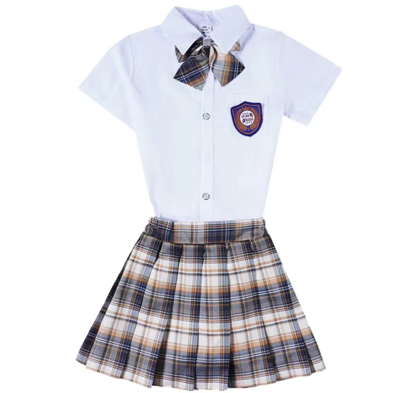 Custom-Summer-Design-Short-Sleeve-Cotton-Shirts-and-Plaid-Pleated-Skirts-Check-School-Uniform-1