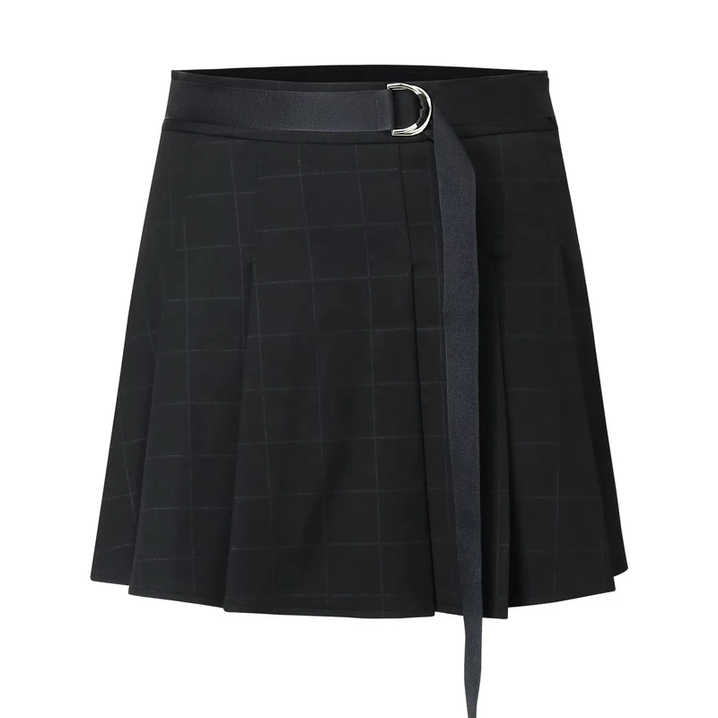 Custom-Summer-Japanese-School-Uniform-Harajuku-Cute-Kawaii-Skirts-Belted-Black-Pleated-Plaid-Short-Y2K-Mini-Skirt-Women