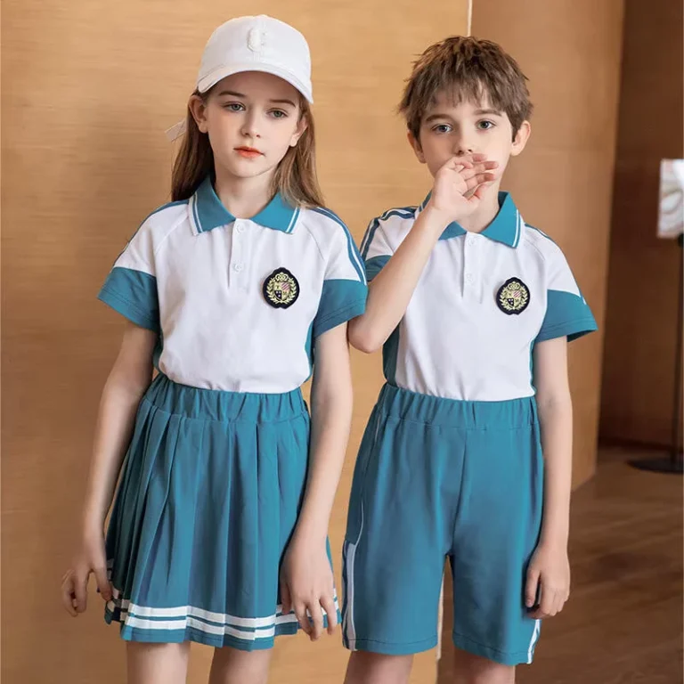 Custom-Summer-Kids-Sportswear-Uniform-Set-Pure-Cotton-2-Piece-School-Outfit-for-Kindergarten-Elementary