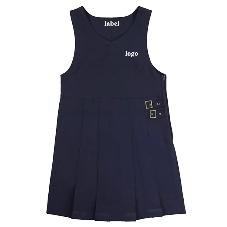 Custom-Uniform-Skirt-Pleated-Jumper-Dress-Uniform-Pullover-Children-Summer-Woven-Uniform-OEM-Logo-Custom-Size
