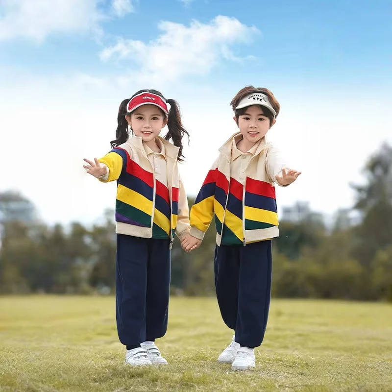 Custom-Unisex-Cotton-School-Uniform-Set-for-Children-Primary-Middle-School-Spring-Autumn-Sports-Kindergarten-Two-Piece-Kit