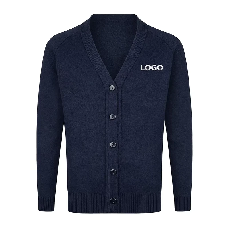Custom-Unisex-Knit-Cardigan-Sweater-Primary-School-Uniform-Print-Logo-Childrens-Polyester-Cotton-Long-Sleeve-Coat