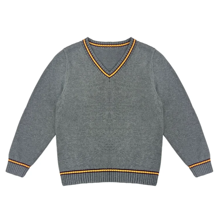 Custom-Unisex-Knitted-Primary-School-Uniform-V-Neck-Long-Sleeve-Pullover-Sweater-100-Cotton