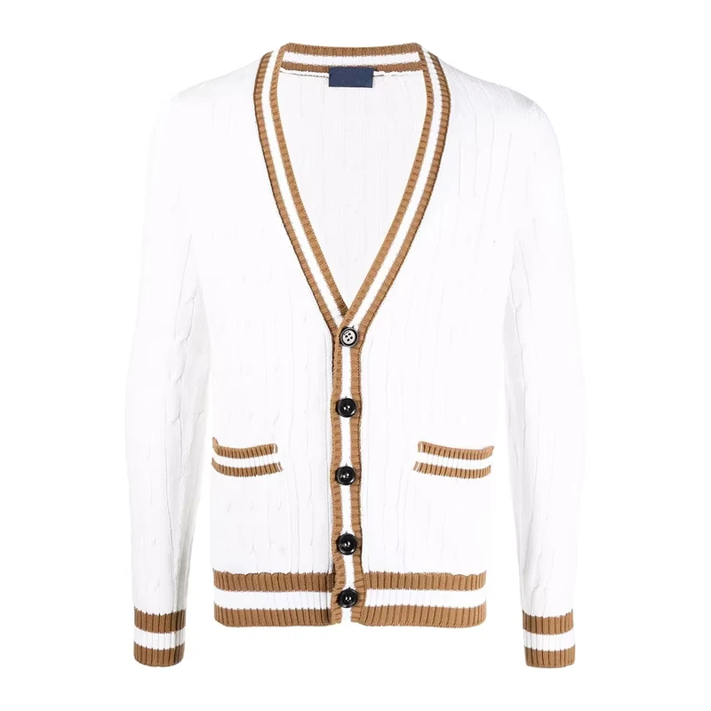 Custom-V-Neck-Contrasted-Striped-Cable-Knit-Pattern-Uniform-Varsity-Cardigan-High-School-Sweater-Wool-Sweater-for-Men