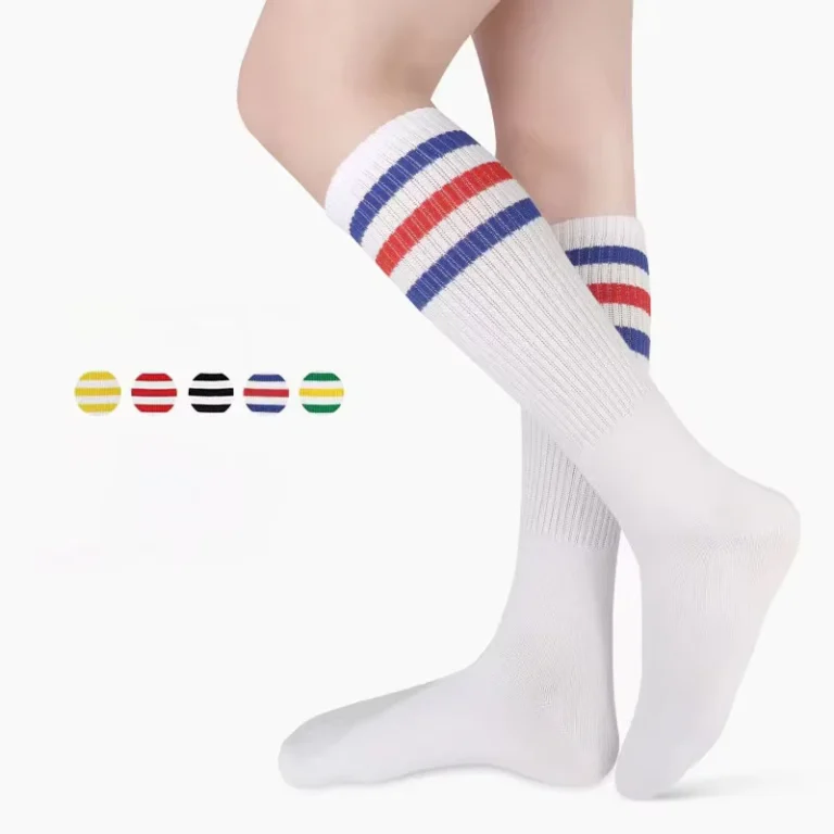 Custom-White-Black-Cotton-Socks-for-Women-Long-Tube-Striped-School-Socks-High-Ankle-Knitted-Uniform-Golf-Sock-for-Autumn