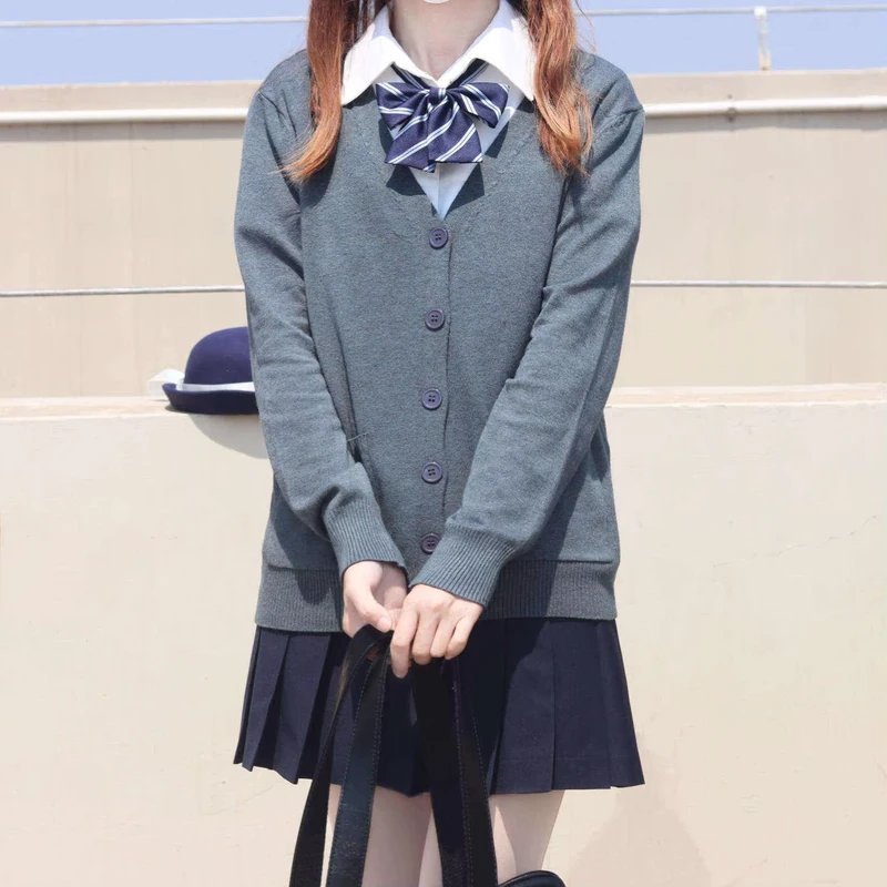 Custom-Women-Kawaii-V-Neck-Button-Knitwear-Japanese-Style-School-Sweater-Uniform-Knitted-Cardigan-Sweater