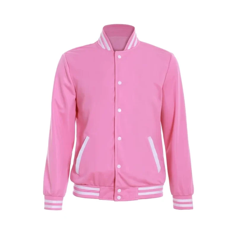 Custom-Womens-Pink-Baseball-Fleece-Warmful-360-Grams-Jacket-Button-up-Varsity-Coat-School-Uniform-Sportswear-Casual-Top-Jacket