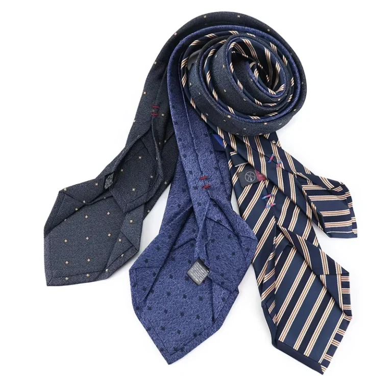 Custom-Woven-Embroidered-Geometric-Polka-Dot-Blue-Suit-Accessories-7-Fold-Silk-Tie-for-Men