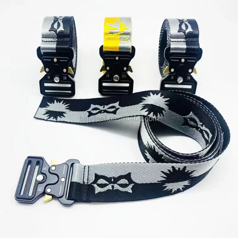 Custom-Woven-Logo-Jacquard-Mens-Belt-Metal-Buckle-Outdoor-Nylon-Fabric-Tactical-Training-Hunting-Hiking-Belt-for-Men