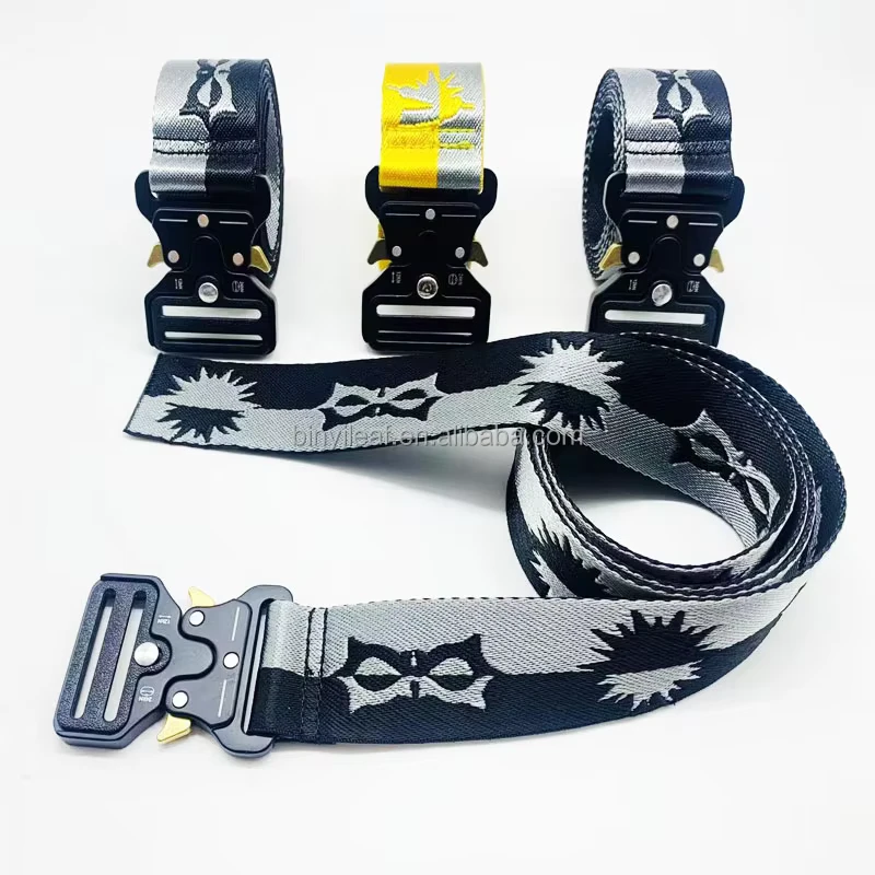 Custom-Woven-Logo-Jacquard-Mens-Belt-Metal-Buckle-Outdoor-Nylon-Fabric-Tactical-Training-Hunting-Hiking-Belt-for-Men