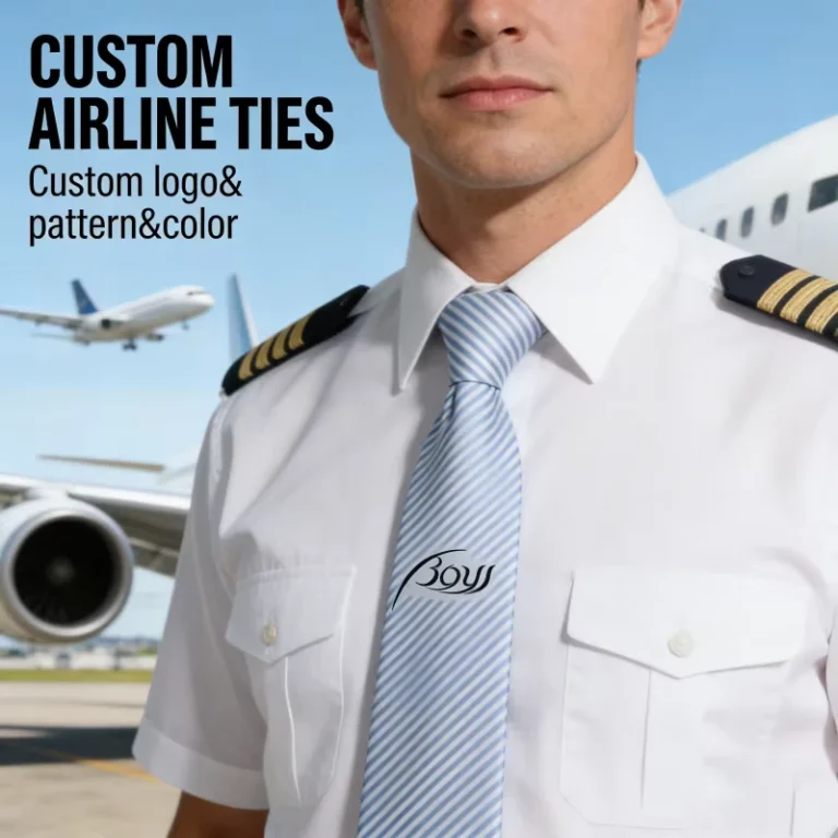 Custom-Woven-Mens-Polyester-Formal-Airline-Captain-Neck-Tie-Striped-Paisley-Floral-Print-Personalized-Logo-Durable-Customizable