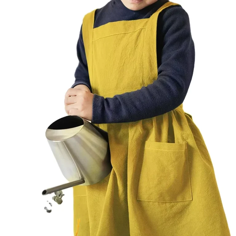 Custom-logo-Yellow-School-Home-Linen-Cotton-Kids-Painting-Apron-Cooking-Playing-Gardening-H-Shape-Kids-Apron