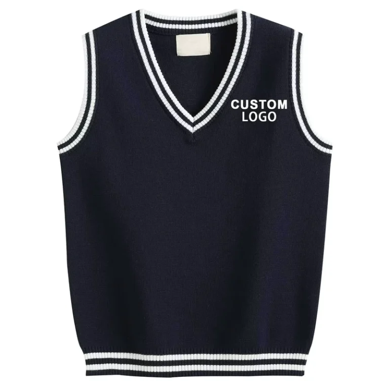 Custom-with-Marked-Patterns-Boys-and-Girls-Knitted-V-Neck-Sleeveless-Pullover-Sweater-Vests-Middle-School-Uniforms