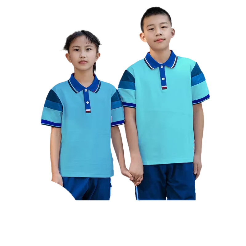 Customizable-Blue-Polo-Shirt-Set-for-School-Uniforms-Kids-Teens-Sizes-Logo-Printing-Available-MOQ-100-Sets-Premium-Quality