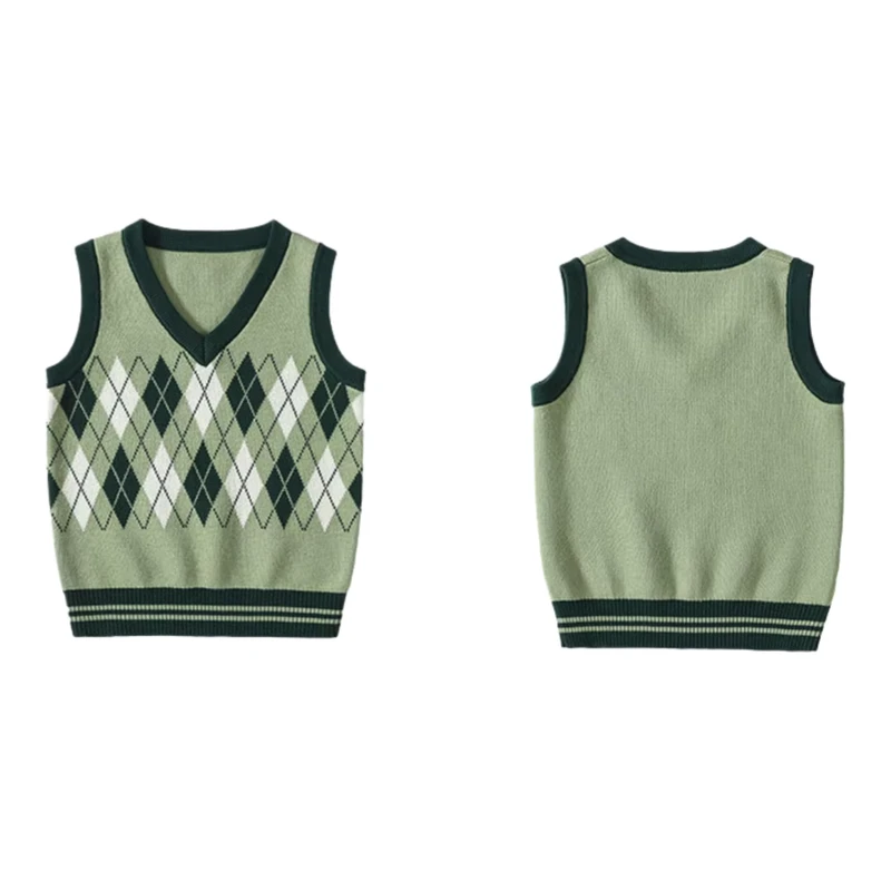 Customizable-Logo-Cotton-Knitted-Vest-for-Boys-and-Girls-School-Uniform-V-Neck-Sweater-Tops-OEM-Service-7-Day-Sample-Lead-Time