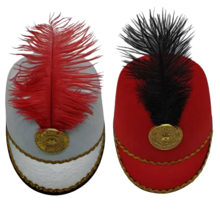 Customizable-Marching-Band-Hat-Drum-Major-Hat-with-Feather-Emblem-for-Parade-Performance-Ceremony