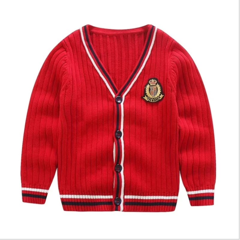 Customizable-School-Uniform-Knitted-Cardigan-Unisex-Childrens-College-Style-Sweater-Coat-for-Class-Uniform-1