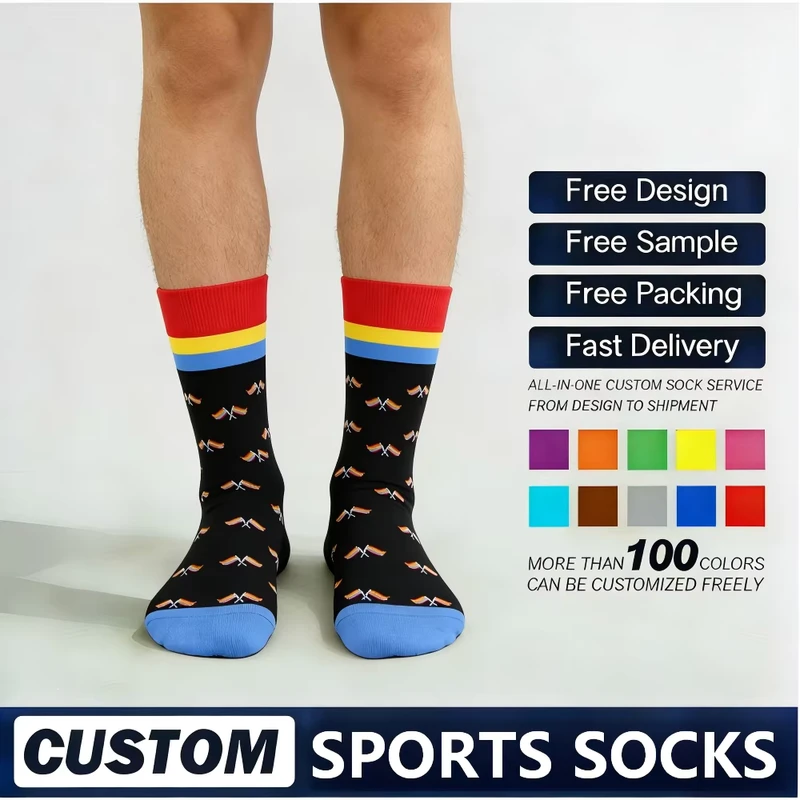 Customizable-Unisex-Novelty-Fast-Low-MOQ-Custom-Logo-Design-Bag-Fashion-Funny-Jacquard-Printing-Color-Round-Neck-Tube-Socks
