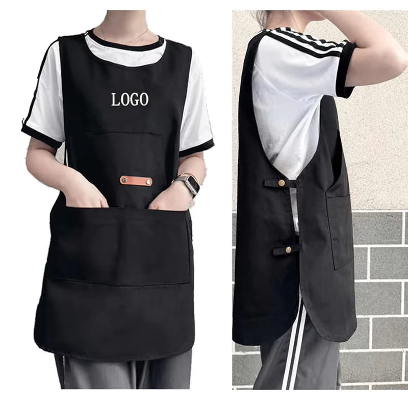 Customize-LOGO-Fashion-Canvas-Sleeveless-Vaiment-Style-Overalls-Milk-Tea-Coffee-Shop-Work-Clothes-Anti-fouling-and-Waterproof