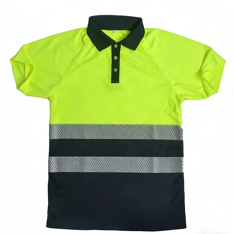 Customize-Workwear-Uniform-Reflective-Polo-Fluorescent-Green-Safety-Polo-T-Shirt
