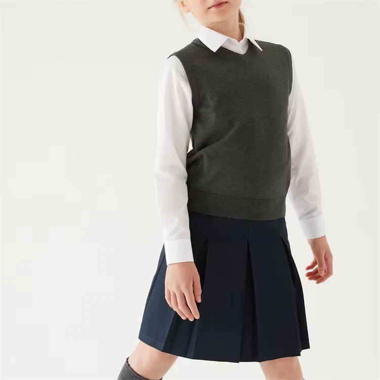 Customized-Color-Flat-Knitting-Machine-School-Uniforms-School-Wear-Vest-Sweater