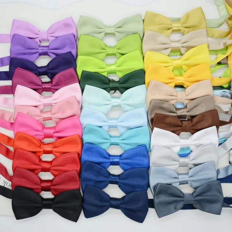 Customized-Color-Mens-Formal-Wear-Korean-Version-Glossy-Solid-Color-Student-Bow-Tie-Double-Layer-School-Uniform-Uniform-Bow-Tie