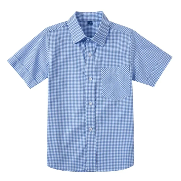 Customized-Color-Summer-Short-Sleeves-Kids-Primary-Students-School-Uniforms-Class-Team-Shirts-Plaid-Cotton-Tops-Boys-Shirts