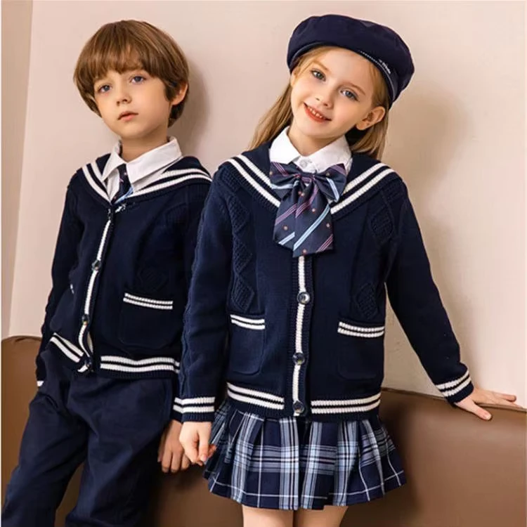 Customized-Design-Pre-School-Uniform-Sweater-High-School-Cardigan-Primary-Plain-Girl-Boys-Kids-School-Uniform-Sweater