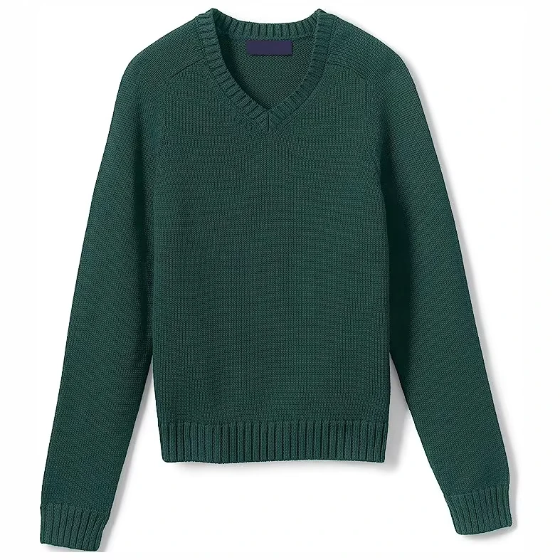 Customized-Fashion-Casual-Oversized-Long-Sleeve-V-neck-Pullover-School-Uniform-Sweater