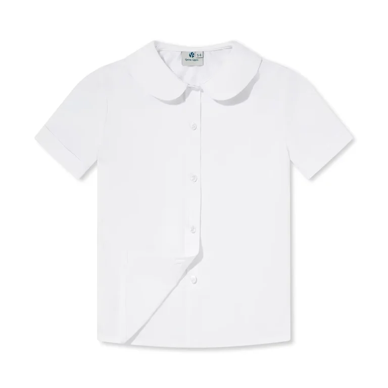 Customized-Girls-Children-School-Uniform-Tops-Summer-Short-Sleeve-White-Plain-Viscose-Polyester-ODM-OEM