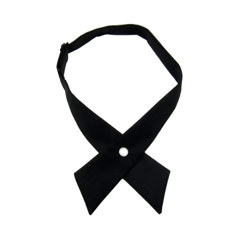 Customized-Girls-School-Uniform-Pre-Tied-Bow-Accessories-Cross-Jacquard-Design-Adjustable-Polyester-Black-School-Tie