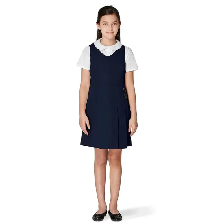 Customized-High-Quality-Middle-School-Clothing-Embroidered-Logo-Kids-Pleated-Vest-Dress-Girls-Dress-Pinafore-School-Uniform