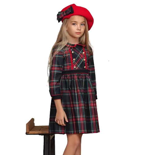Customized-Hot-Sell-Girls-Leopard-Print-Denim-School-Uniform-High-Quality-Lantern-Sleeve-Mini-Dress-for-Children