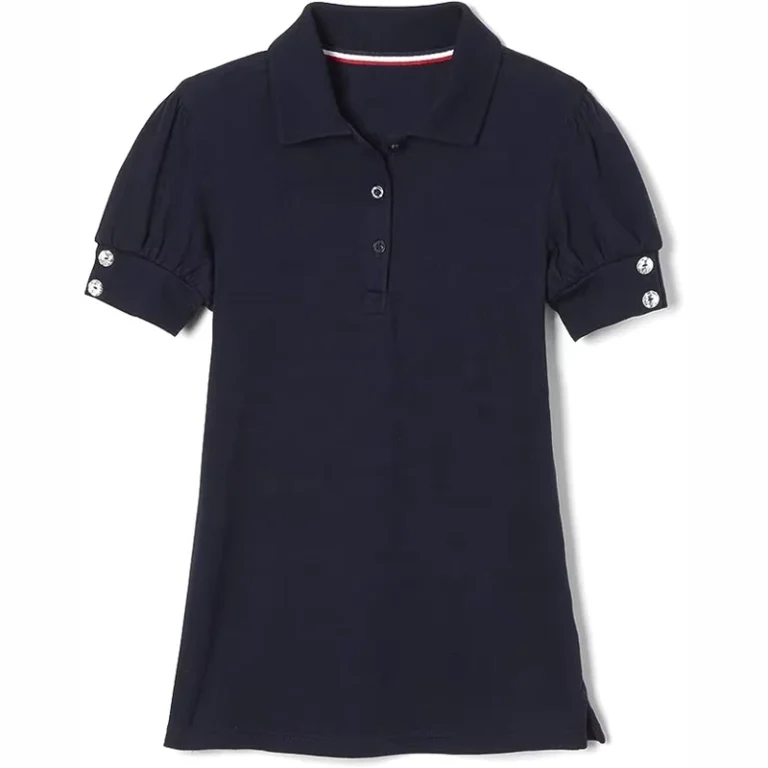 Customized-Kids-Short-Sleeve-Polo-Shirt-Girls-Puff-Sleeve-Double-Button-Polo